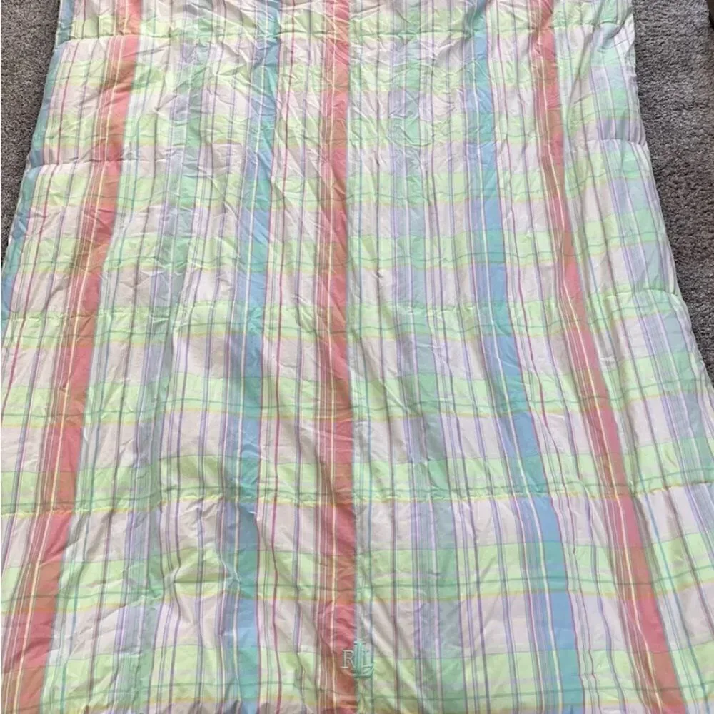 Lauren Ralph Lauren Madras Plaid Gusseted Reversible Twin Comforter